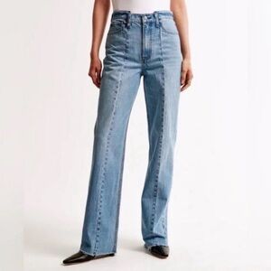 Abercrombie & Fitch Light Blue High-Rise Wide Leg Jeans